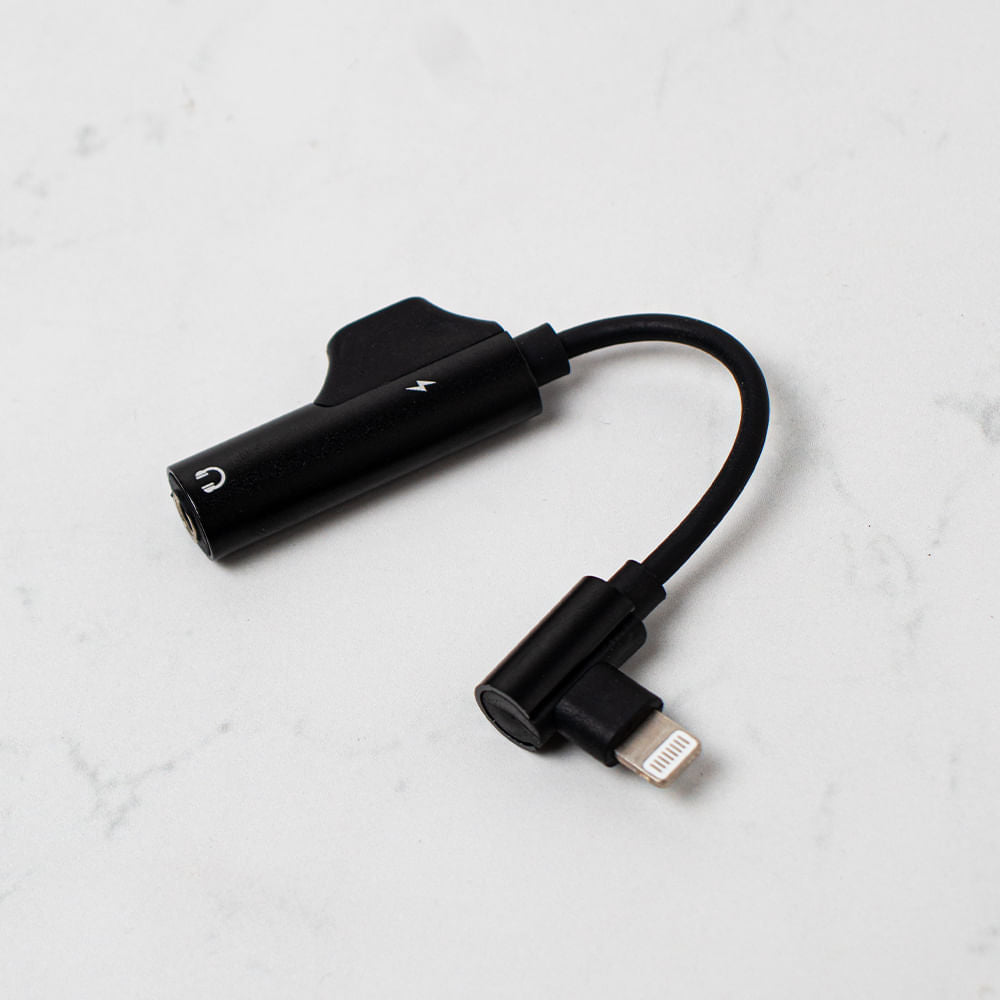 Adaptador De Audio Y Carga 2 En 1 Para Iphone Negro