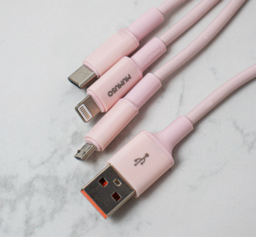Cable De Carga Multifuncional 3 En 1 Rosa