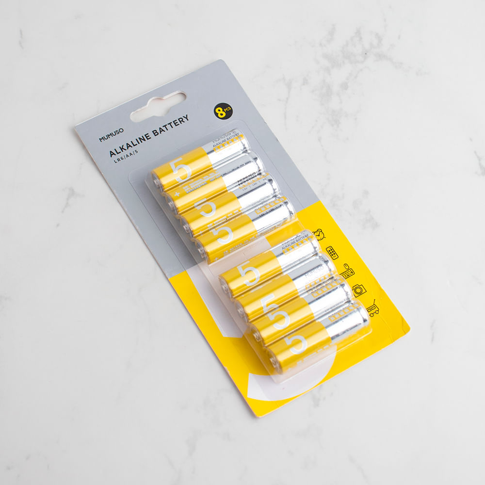 8-Pack De Pilas Alcalinas Aa Sin Mercurio -Amarillo