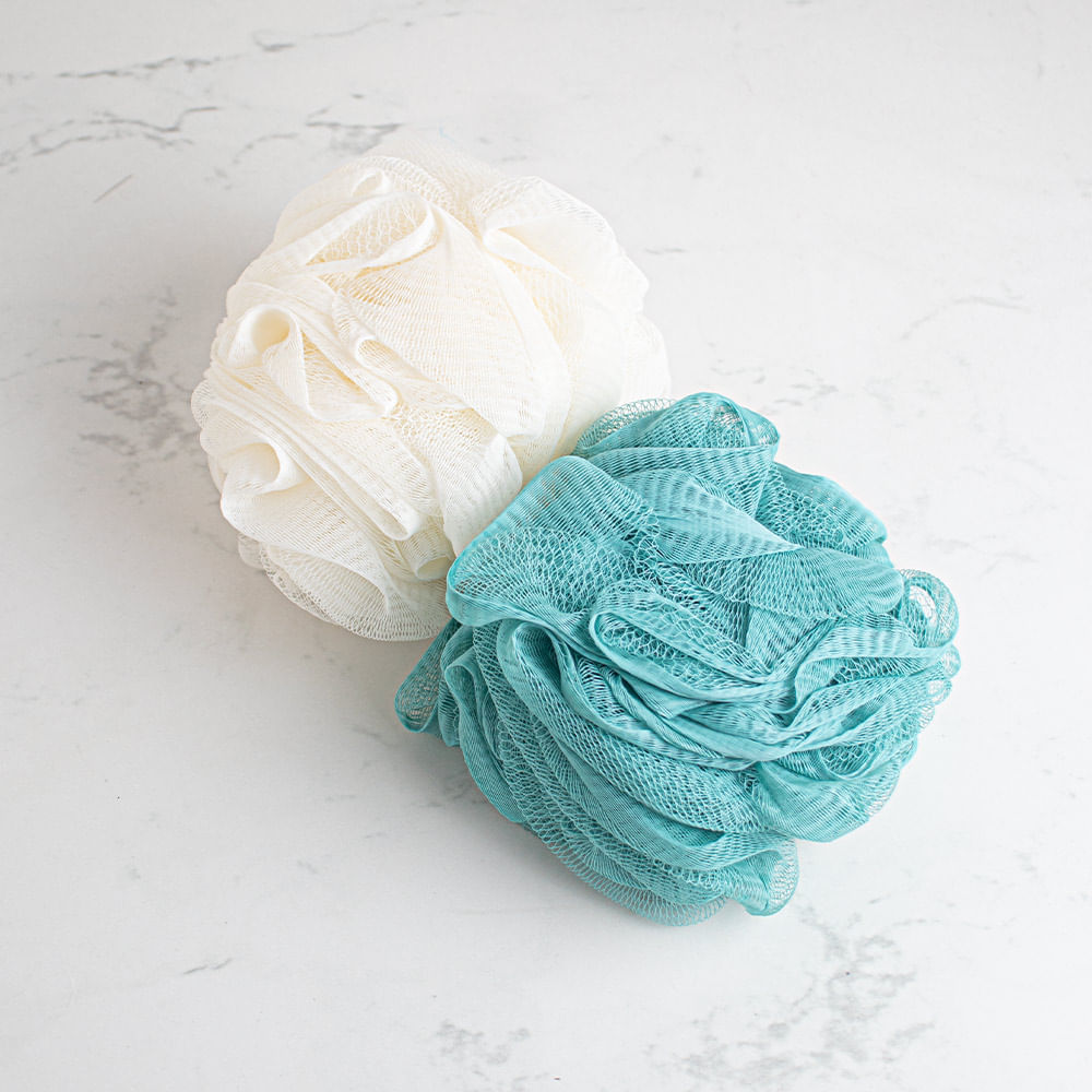 Esponja De Baño Pack X 2, Blanco Y Azul