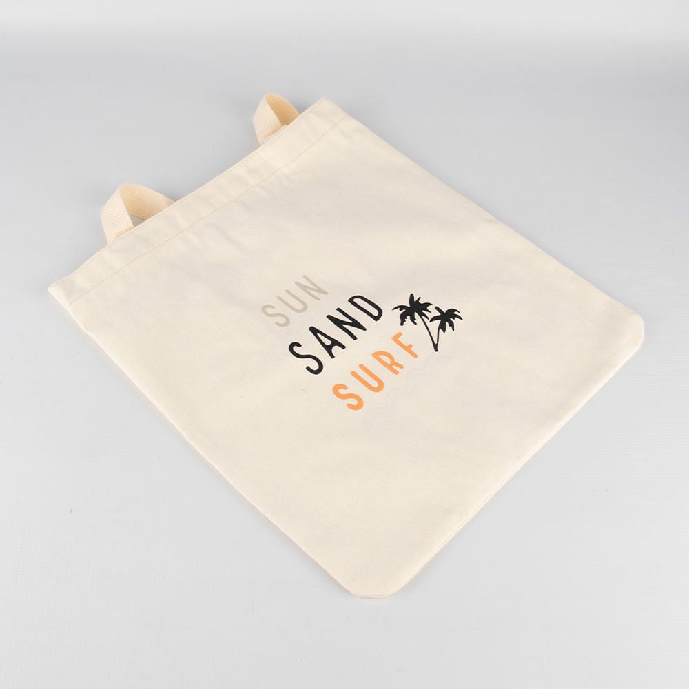 Bolso De Lona Sol Y Arena Blanco