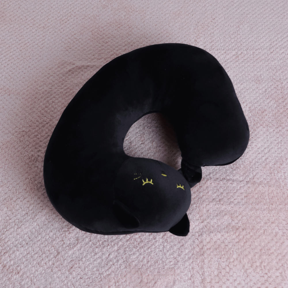 Almohada De Cuello Forma De U De Dibujos Animados Gato Negro