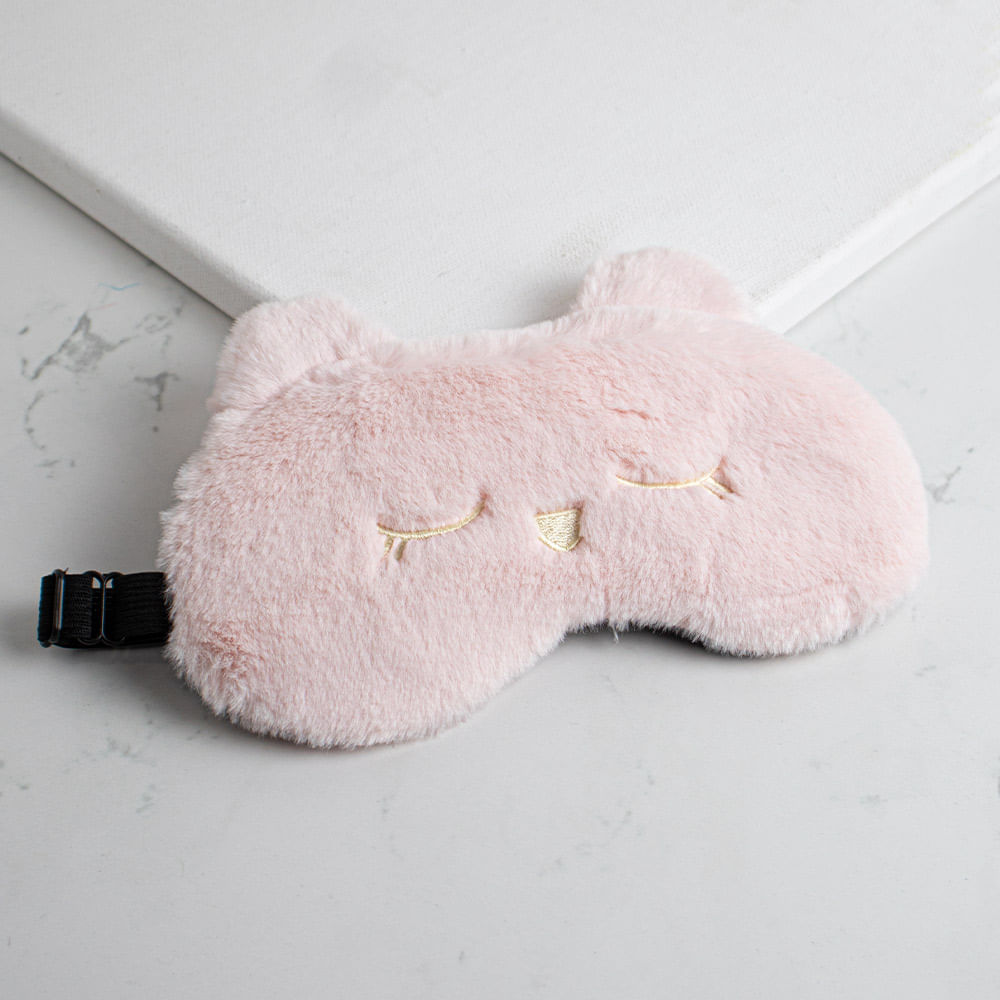 Antifaz Afelpado de Gato Rosado