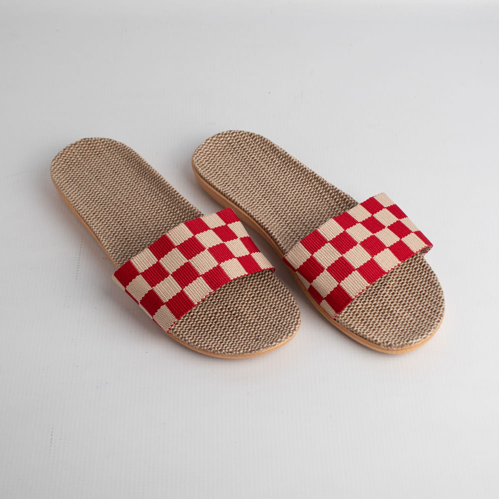 Sandalias Cuadros Modelo Rojo Talla 40-41