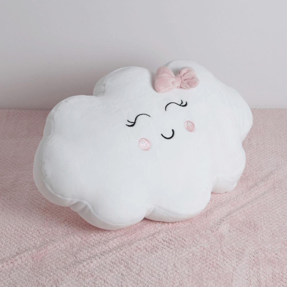 Almohada De Tiro En Forma De Nube Cara Sonriente Blanca Femenino