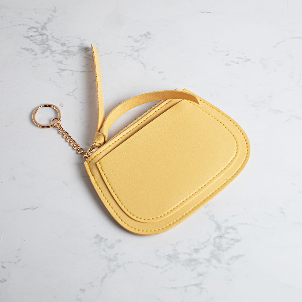 Coin Purse With Keychain Yellow