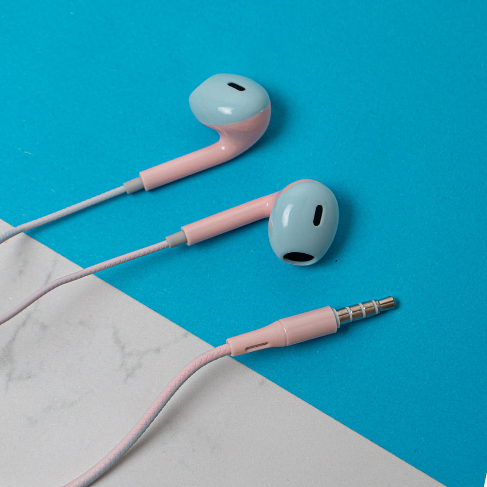 Auriculares Con Cable Azul Y Rosa