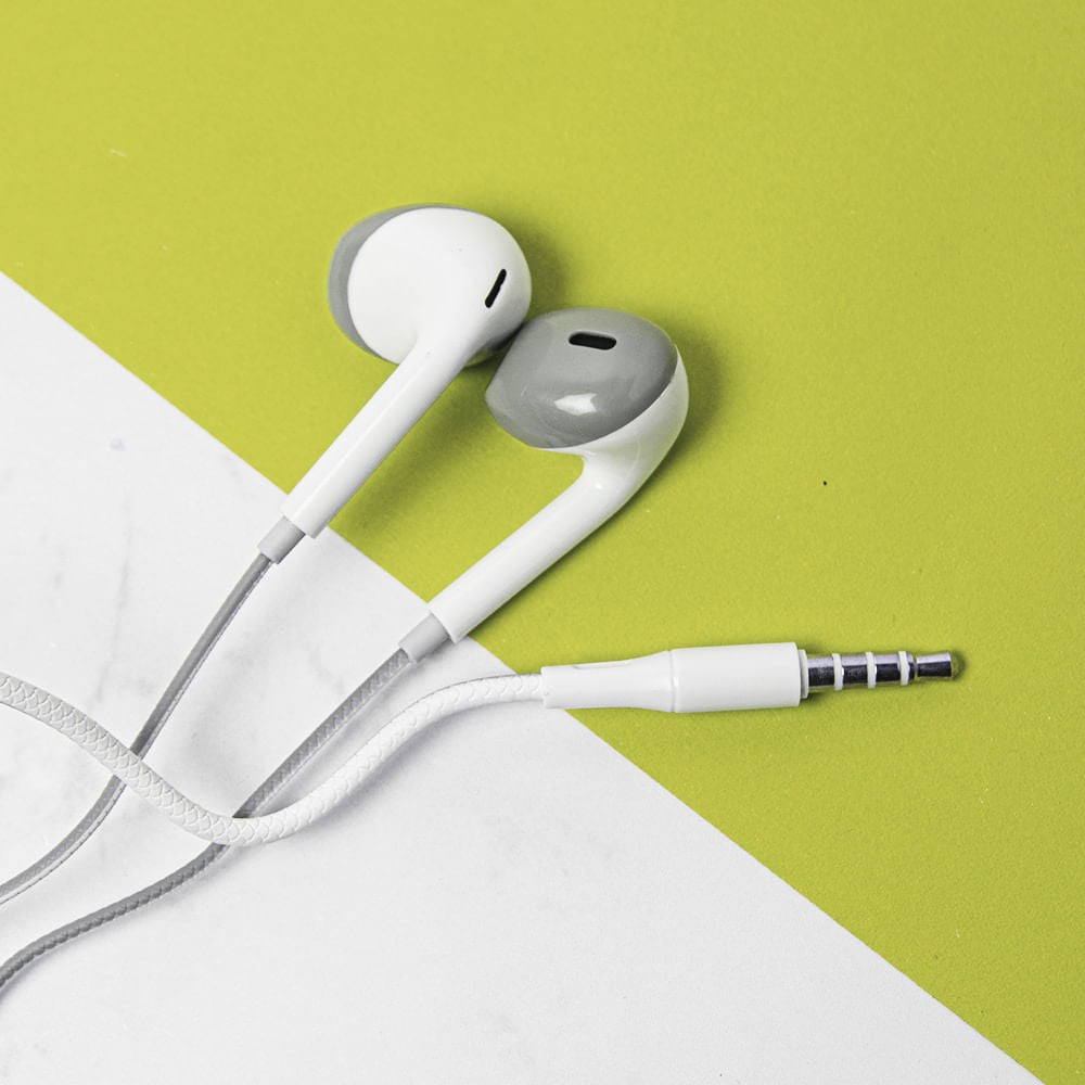 Coloridos Auriculares In-Ear Con Cable Blanco Y Gris