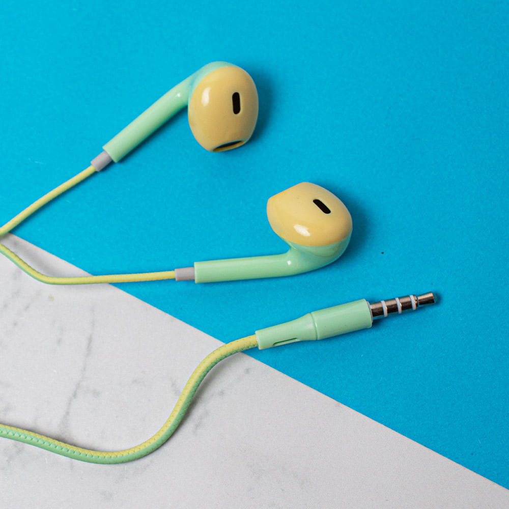 Auriculares Con Cable Amarillo Y Verde