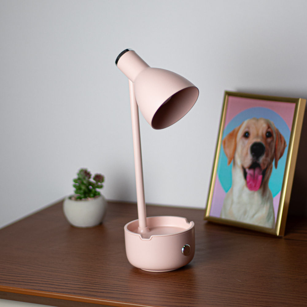 Lámpara De Escritorio Con Soporte De Almacenaje Rosa