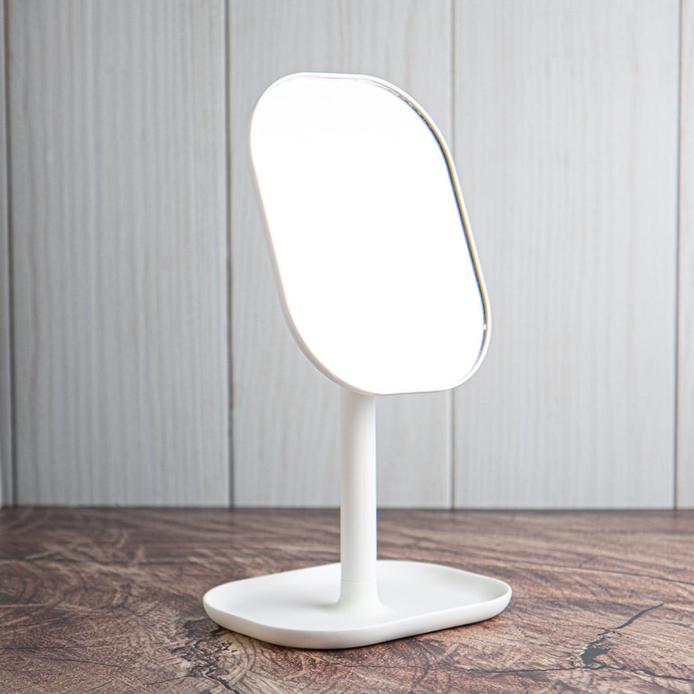 Espejo de Tocador Rectangular con Base Blanco