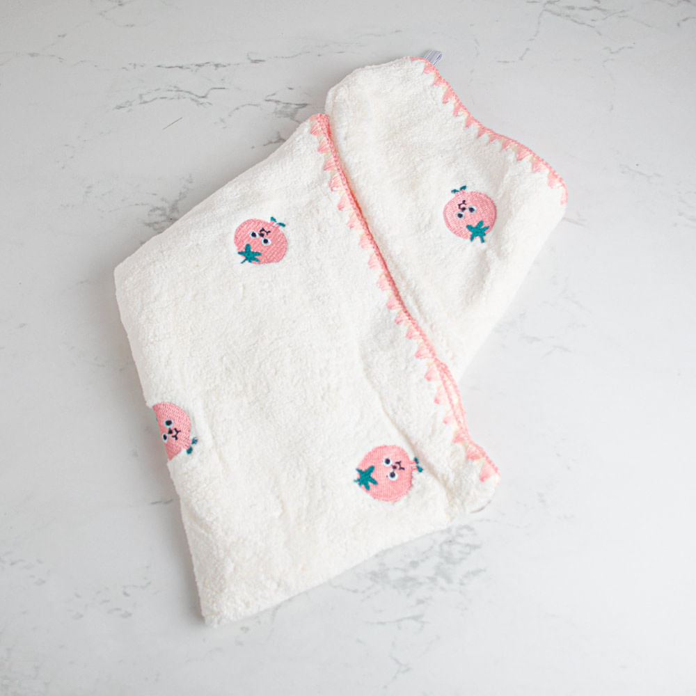 Toalla Para Cabello Bordada Blanco Y Rosa