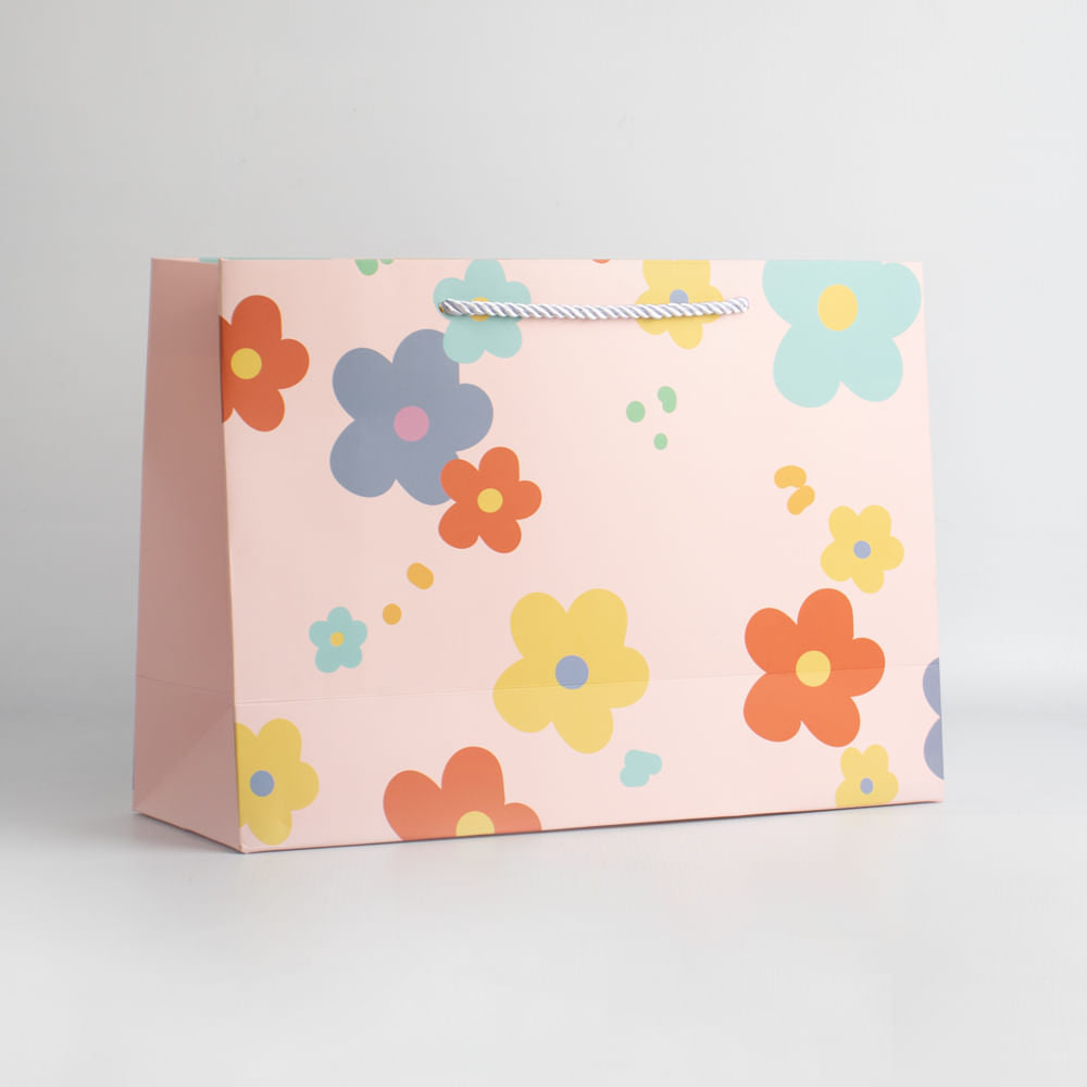 Bolsa De Regalo Flores De Colores Medium