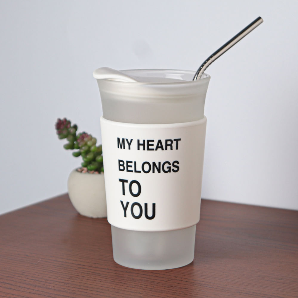 Vaso Cristal Con Tapa Y Sorbete 400 Ml Blanco
