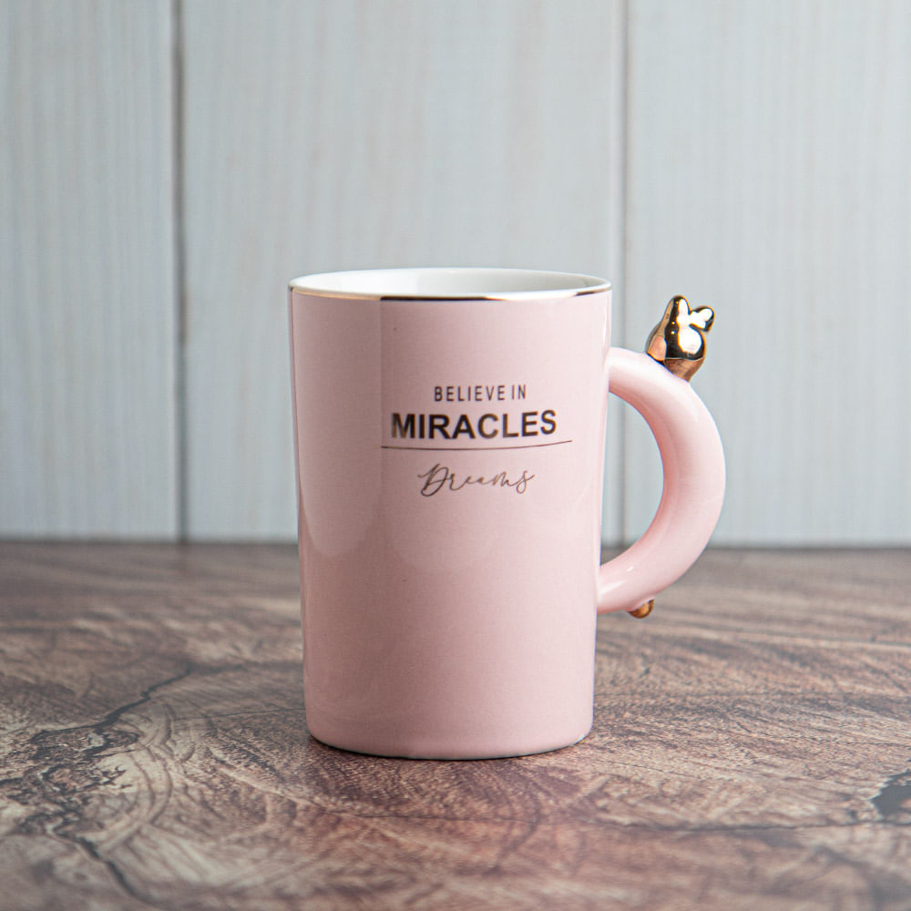 Taza De Cerámica Baño Dorado Diseño Lindo Conejo Rosa
