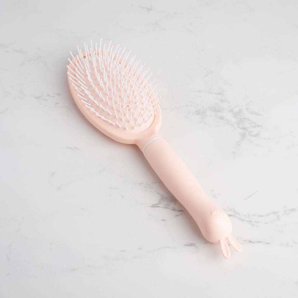Cepillo Para Cabello Mango Conejo Rosa
