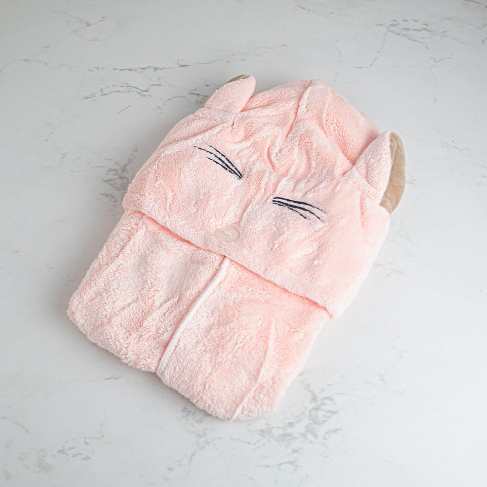 Toalla para Secado de Cabello Lindo Gato Rosa