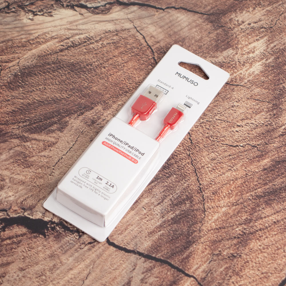 Cable Usb De Alta Calidad Para Iphone Ipad Ipod 2.1A Color Rojo