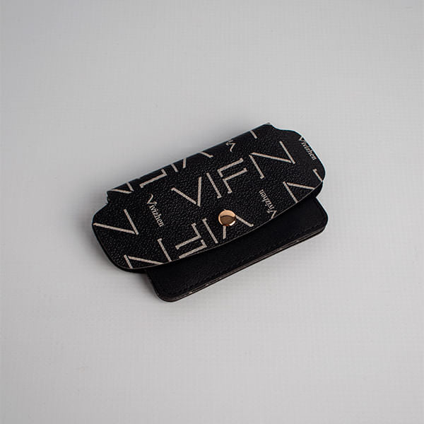 Billetera De Mano Tarjetero Con Letras Negro