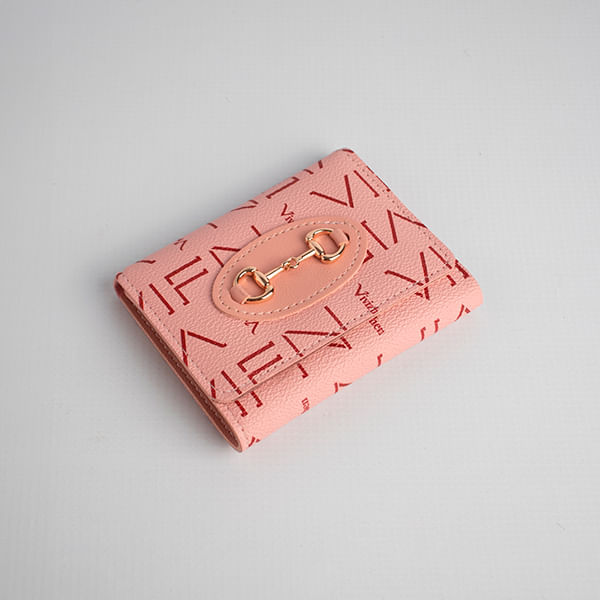 Billetera Triple Con Letras Rosa