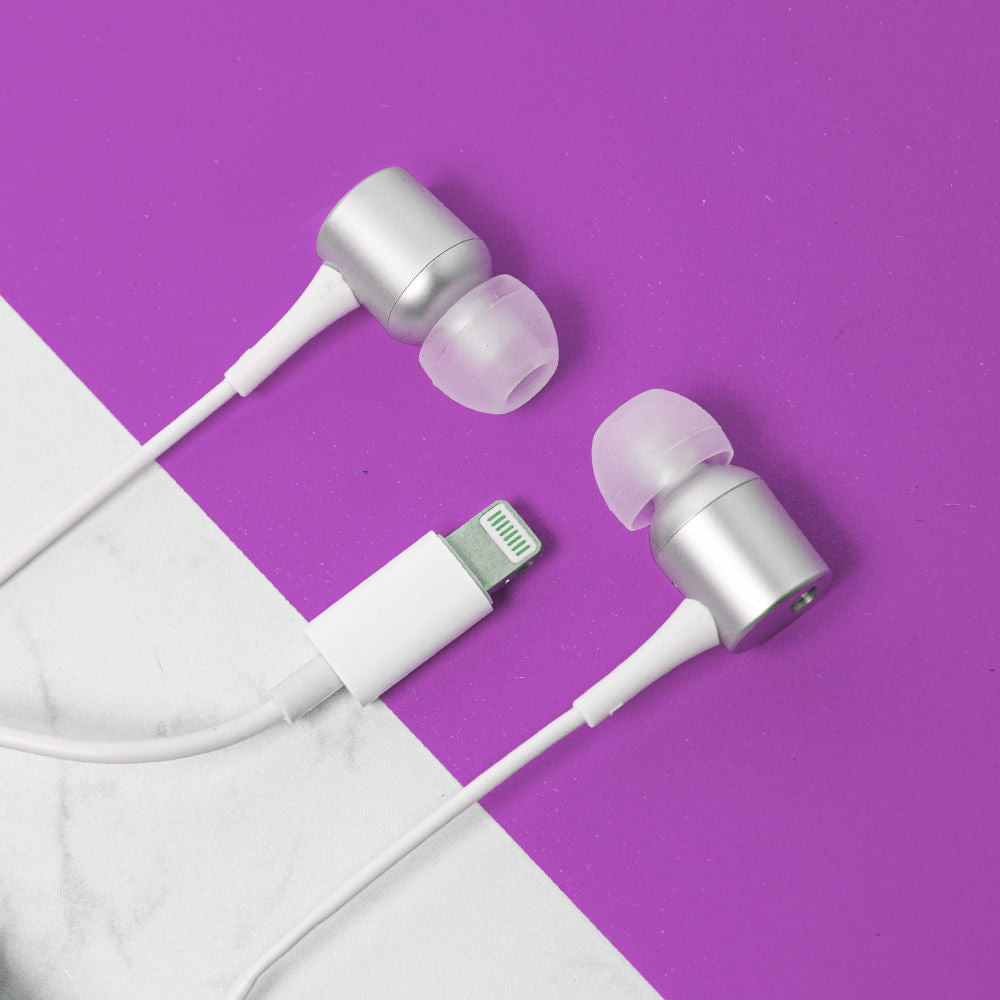 Auriculares Con Cable Lightning Metal Blanco