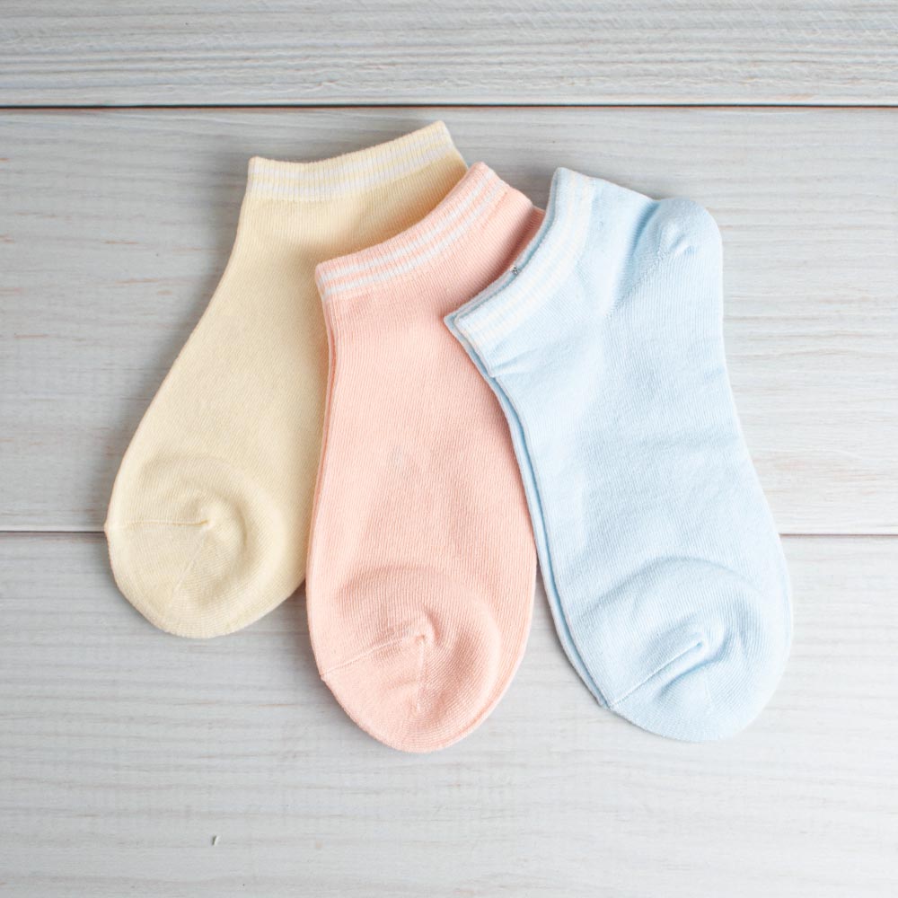 Calcetines Bajos-Para Mujer Estilo Preppy Amarillo & Naranja & Azul 3 Paquetes