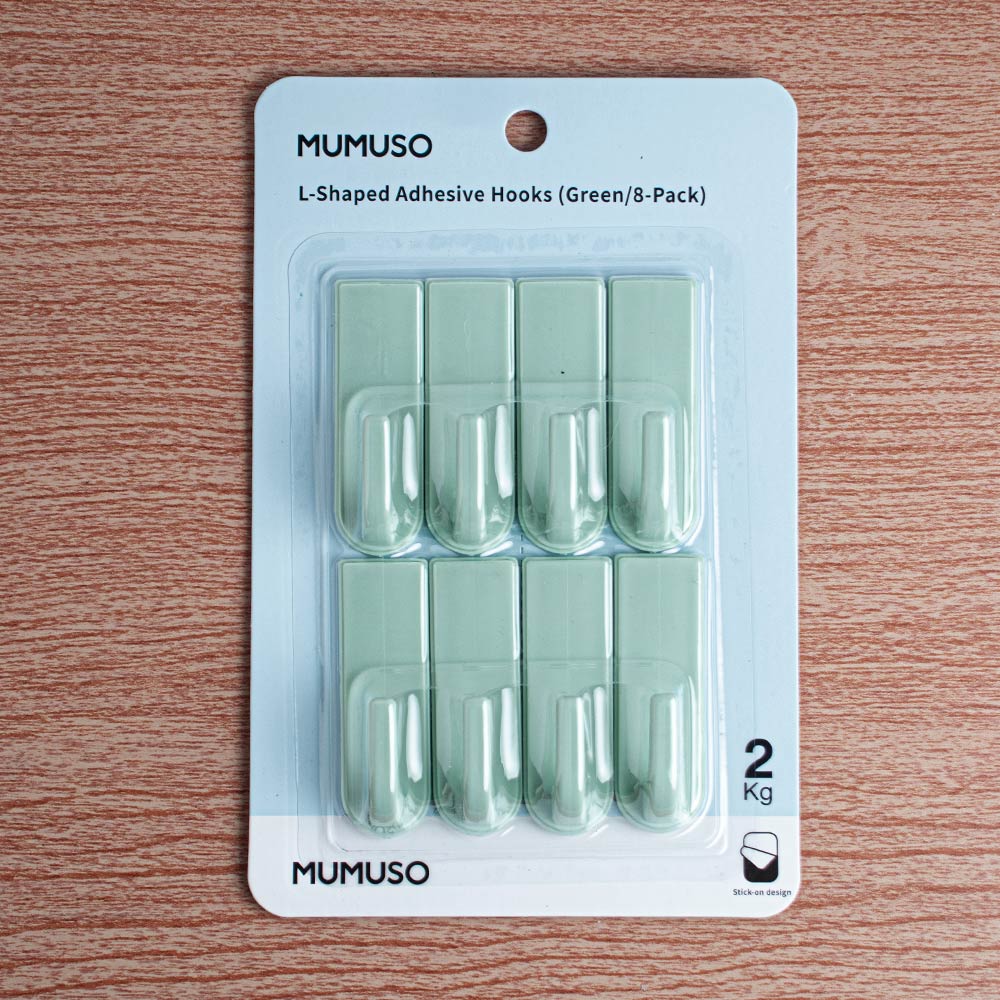 Ganchos Adhesivos En L Verde Pack 8