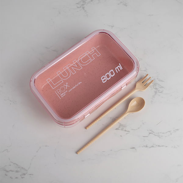 Lonchera De Paja De Trigo Rosa 800Ml