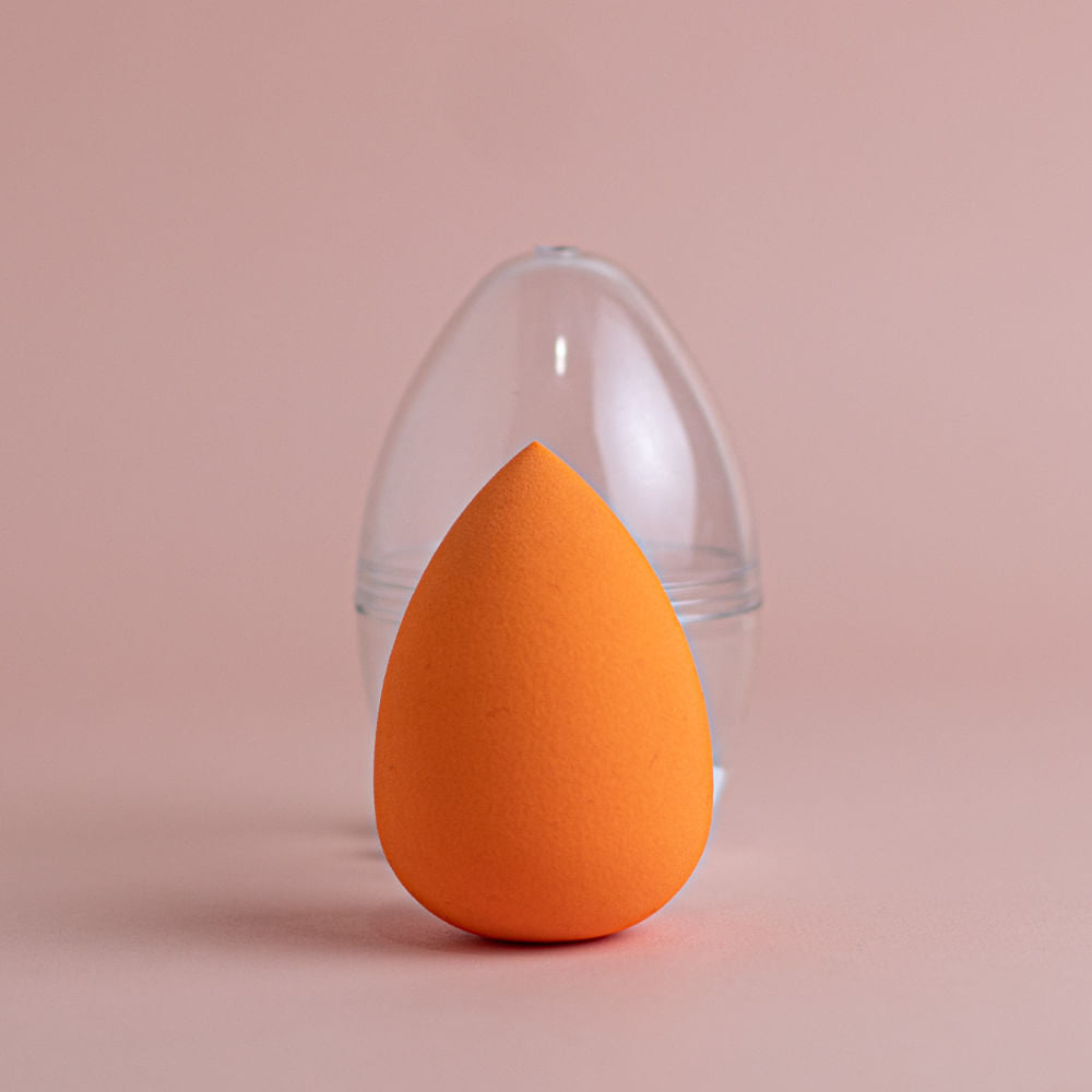 Esponja De Maquillaje Con Estuche Gota De Agua Naranja