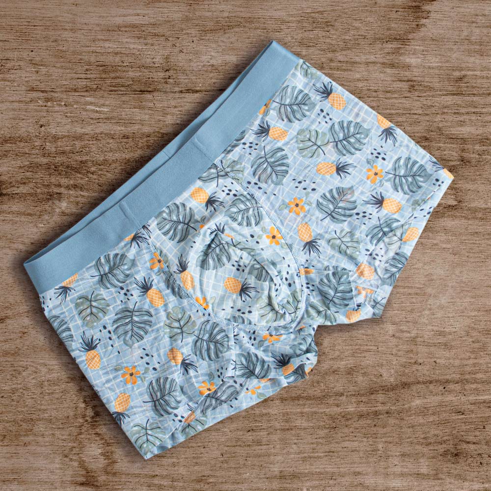 Men'S Cooling Boxer Briefs Tropical Plant Blue L