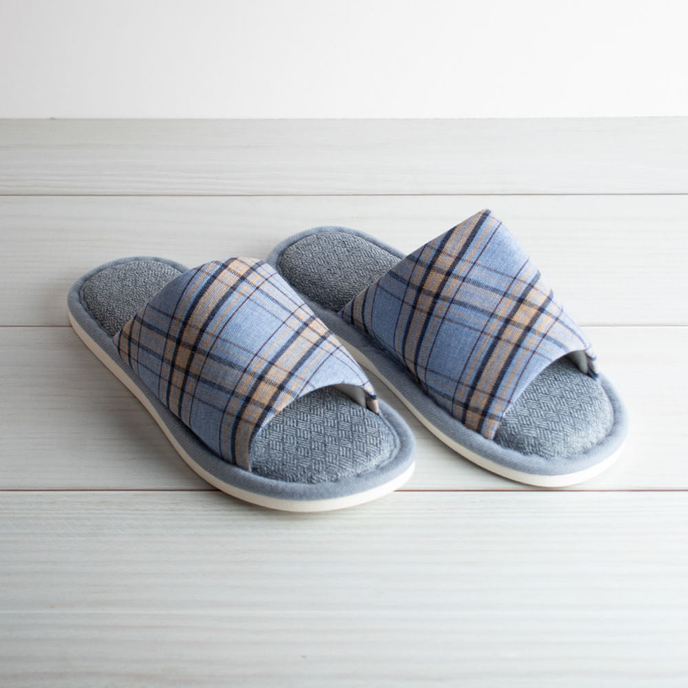 Pantuflas Cerrado Hombre Cuadros Azul Talla 39-40