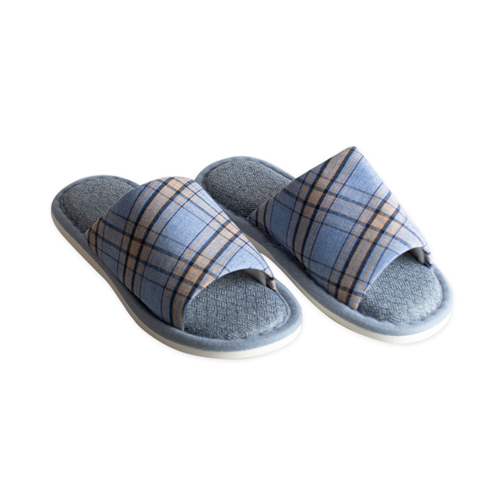 Pantuflas Cerrado Hombre Cuadros Azul Talla 41-42