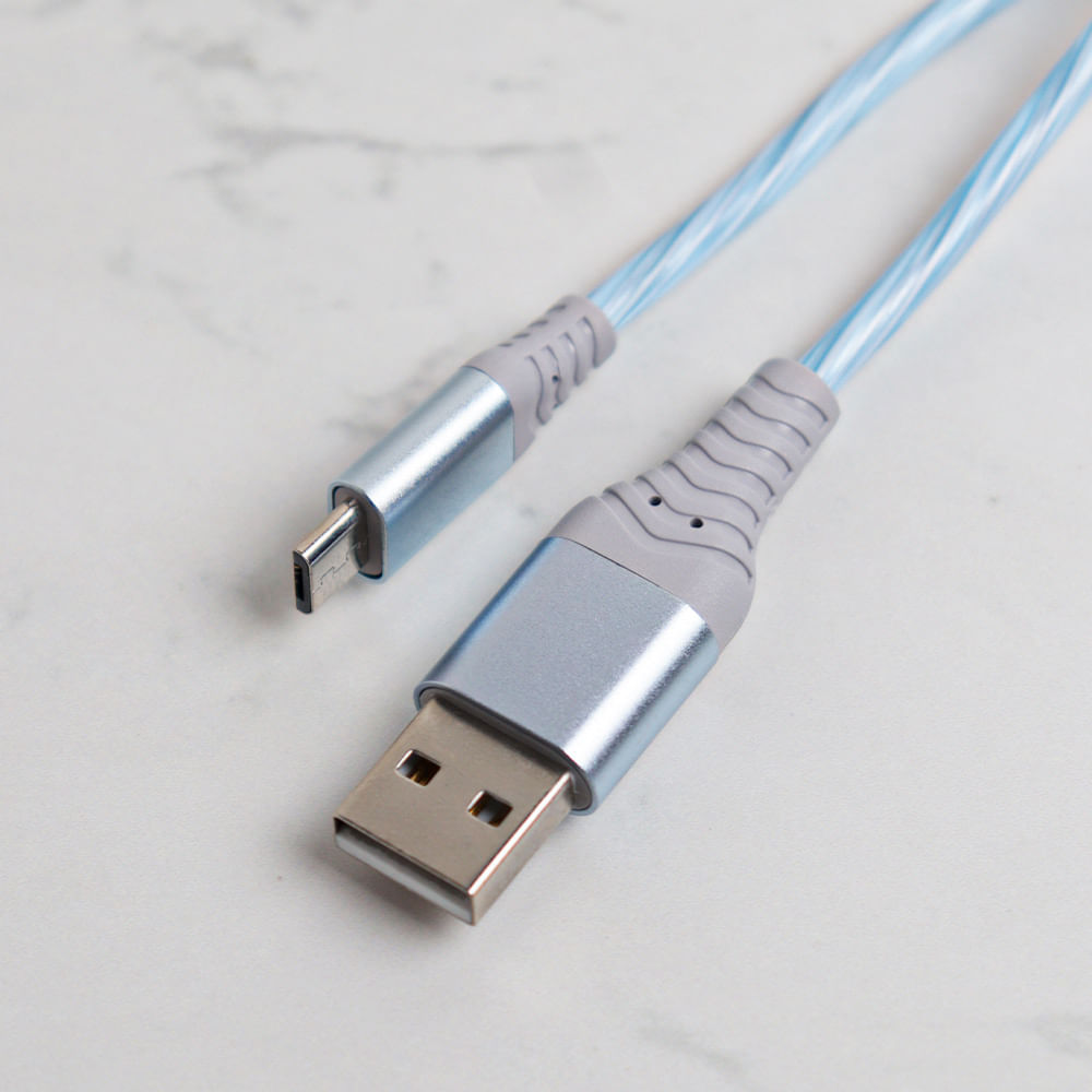 Cable Micro Usb Carcasa Brillante Azul