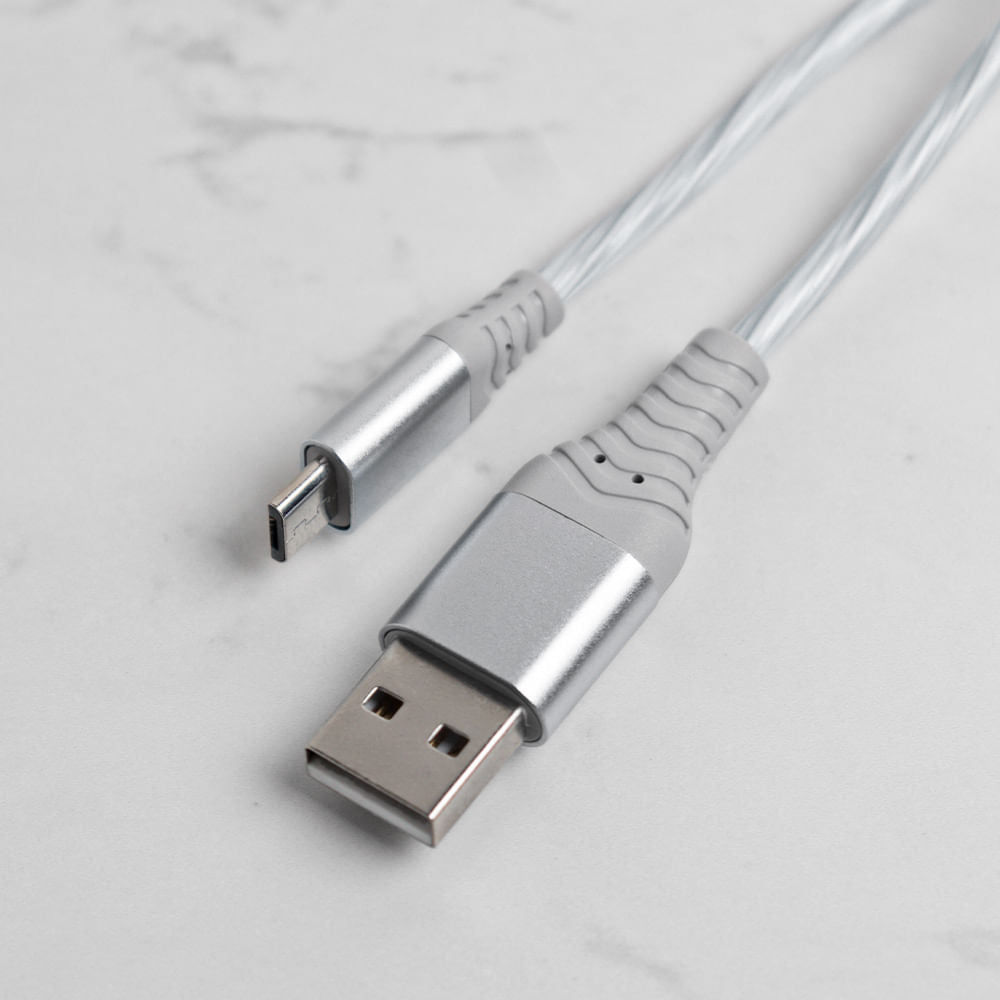 Cable Micro Usb Carcasa Brillante Blanco
