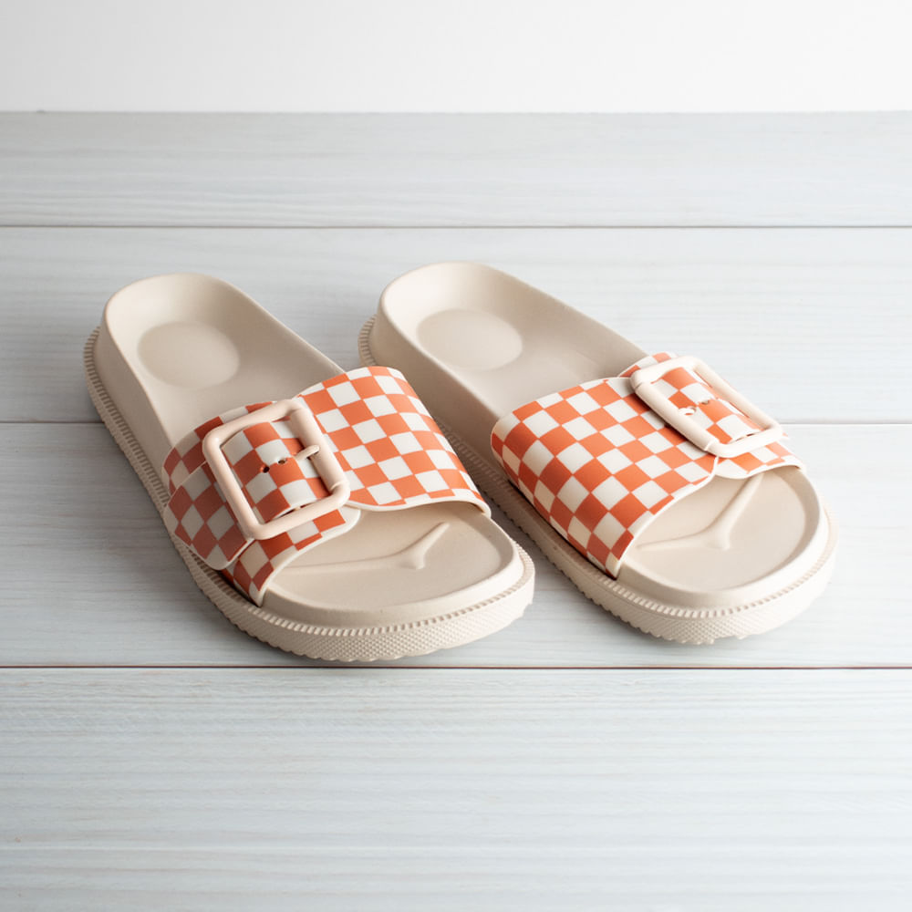 Pantuflas Modernas Cuadros Apricot Talla 38