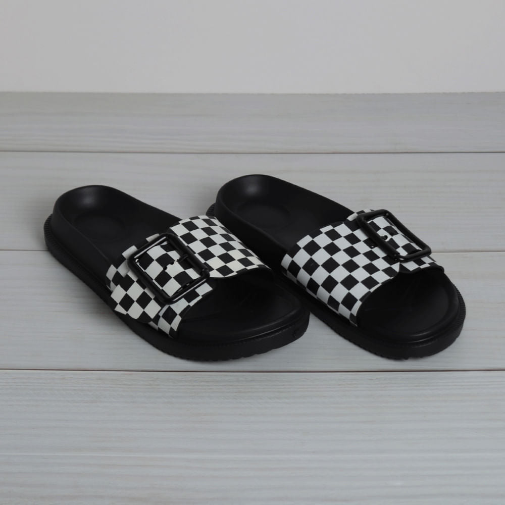 Pantuflas Modernos Cuadros Negro Talla 39