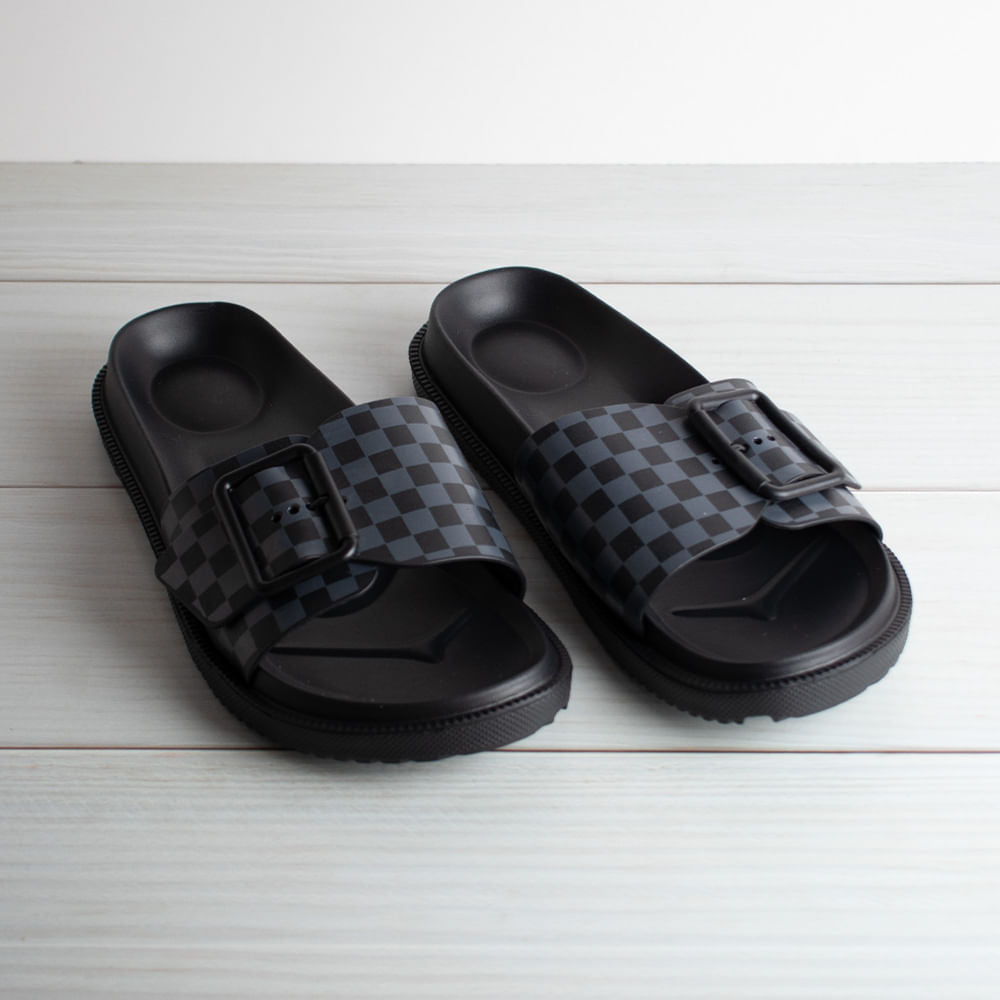 Pantuflas Modernos Cuadros Negro Talla 42