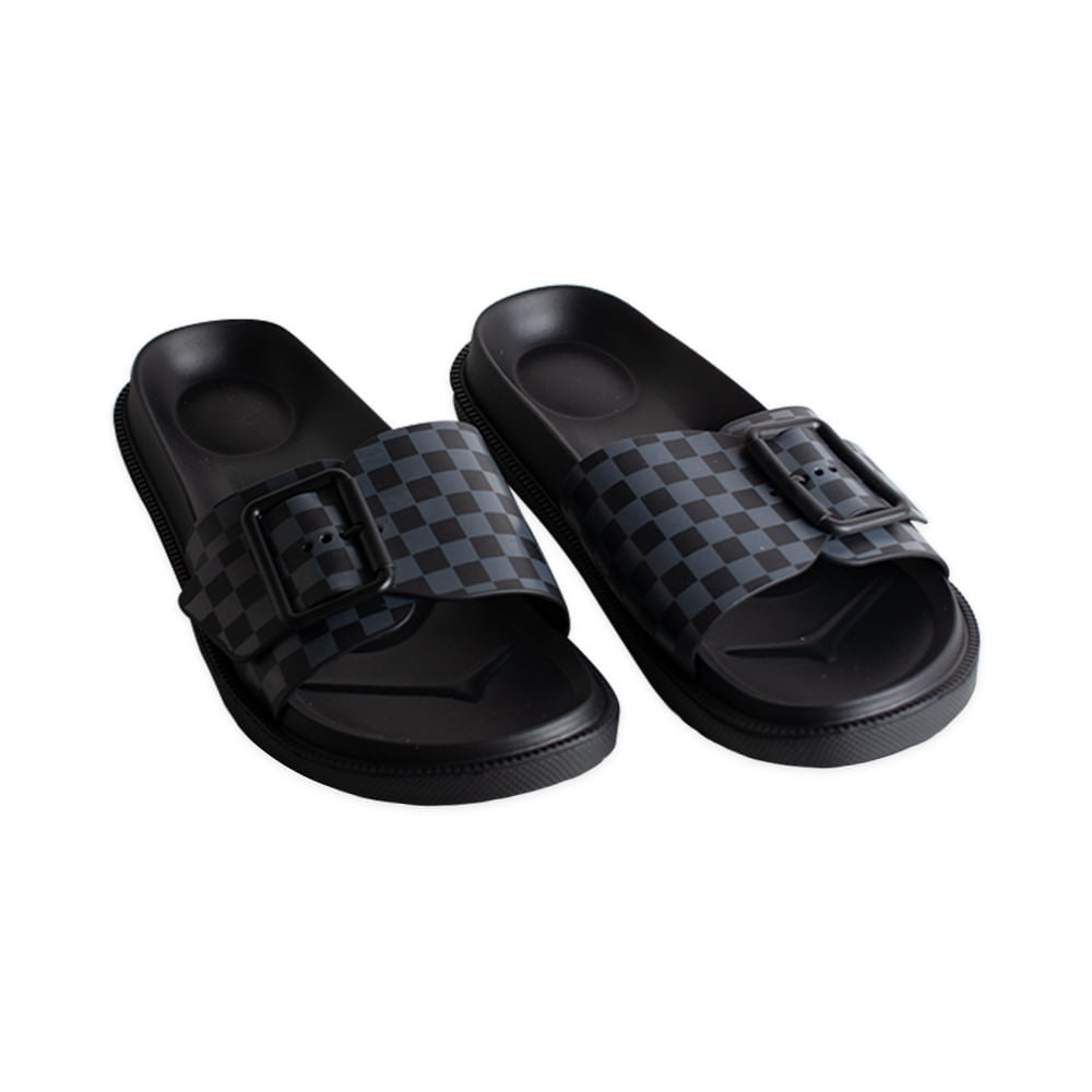 Pantuflas Modernos Cuadros Negro Talla 43