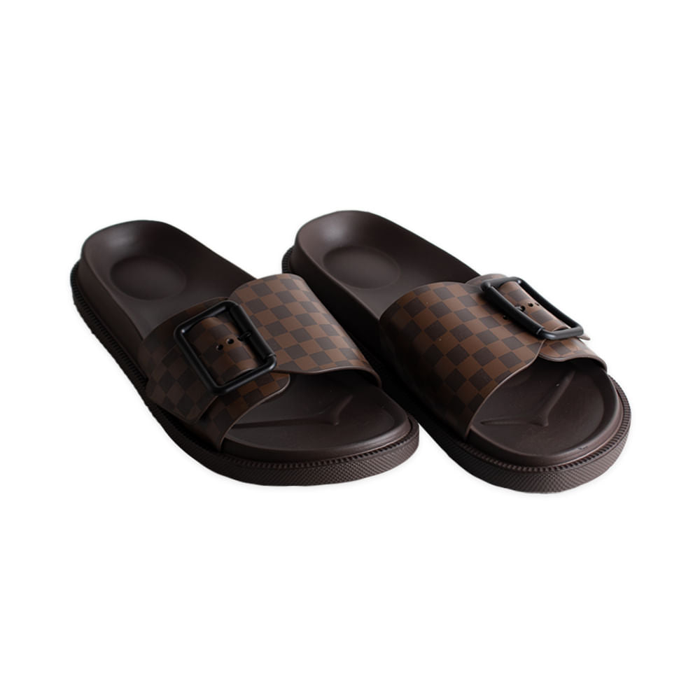 Pantuflas Modernas Cuadros Marrón Talla 43