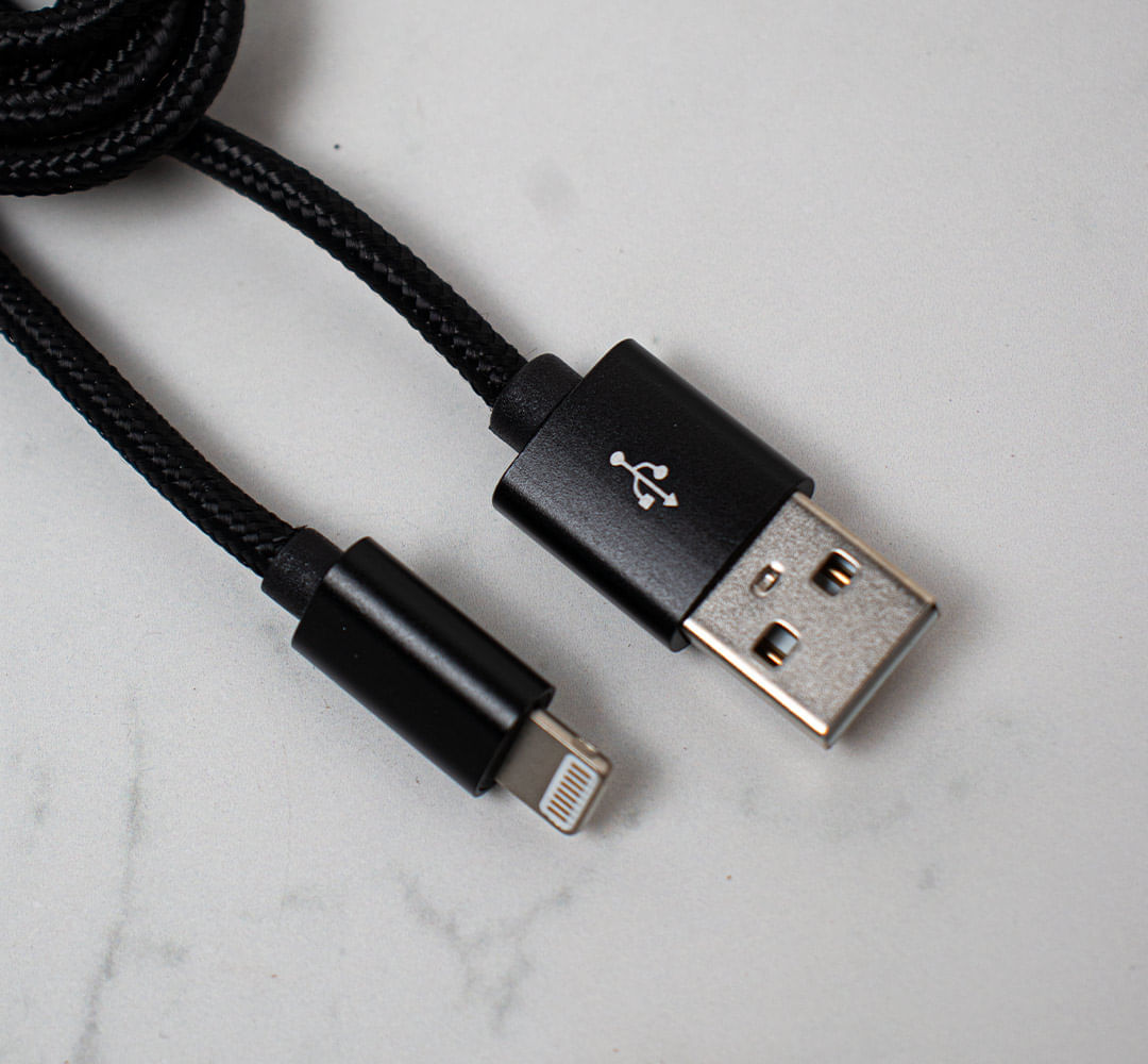 Cable Rayo A Usb Trenzado Nylon-Negro