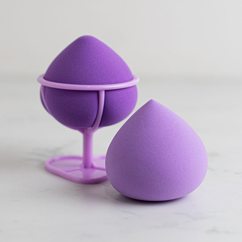 Esponjas De Maquillaje En Forma De Melocotón Con Soporte Pack De 2 Morado