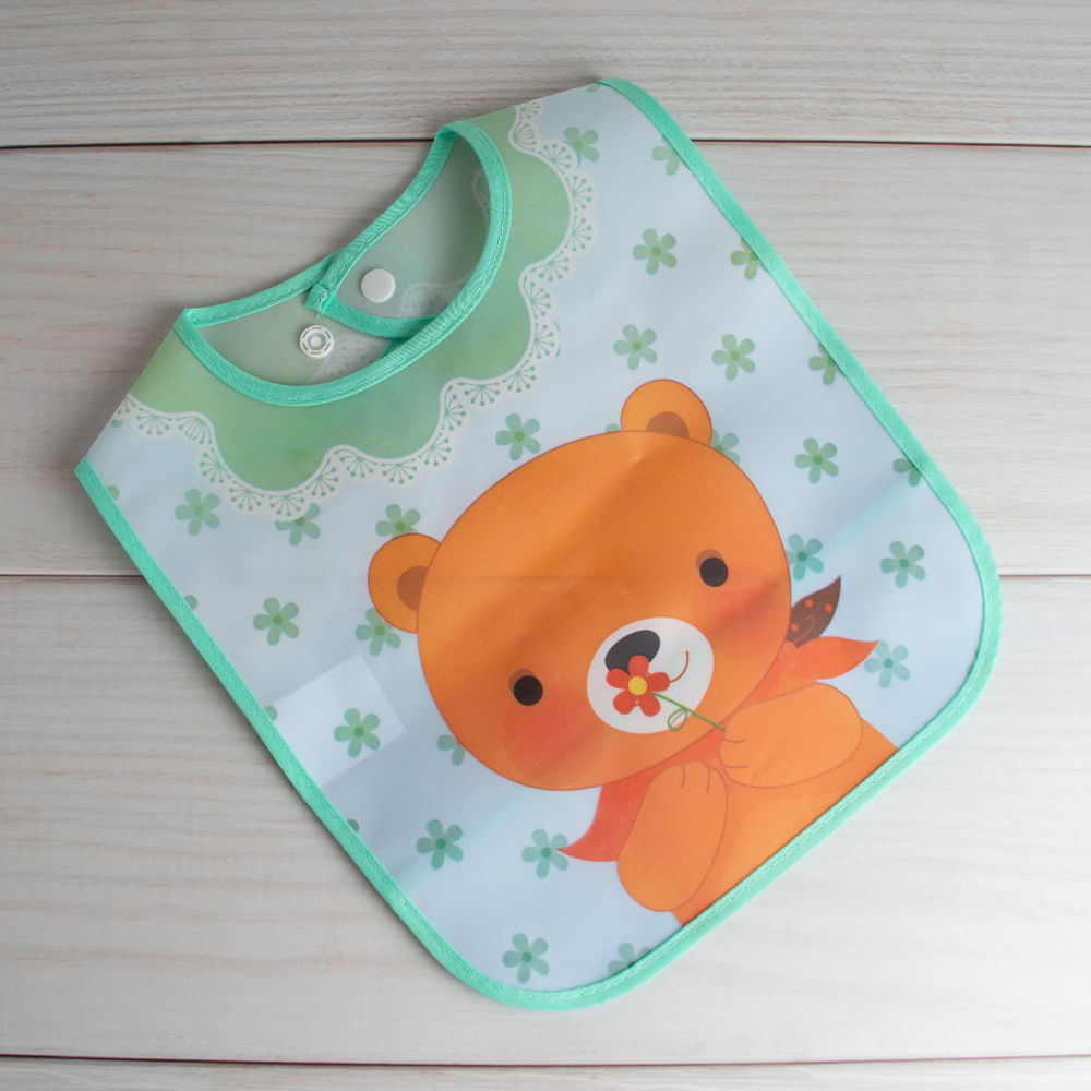 Babero Portátil Para Bebé Lindo Oso Verde