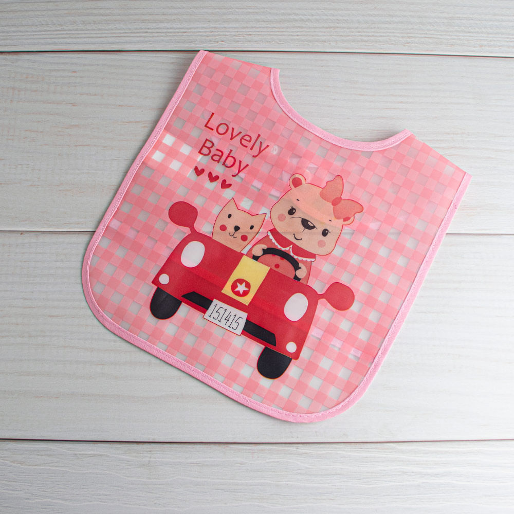 Babero Portátil Para Bebé Lindo Oso Rosa