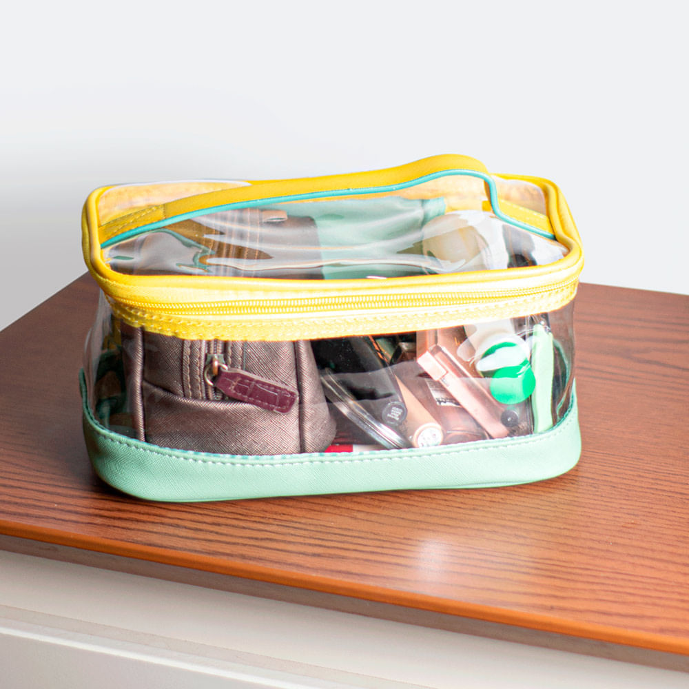 Portable Cosmetic Bag Color Blocking Green