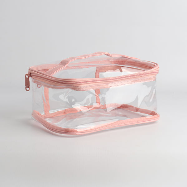 Cartuchera Portatil Transparente Rosa
