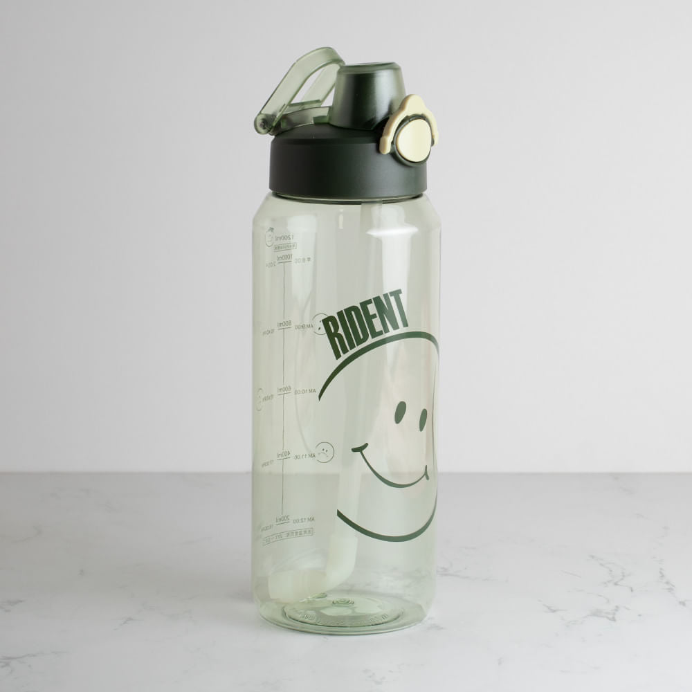 Botella Plástico Cara Sonriente 1,2 L Verde