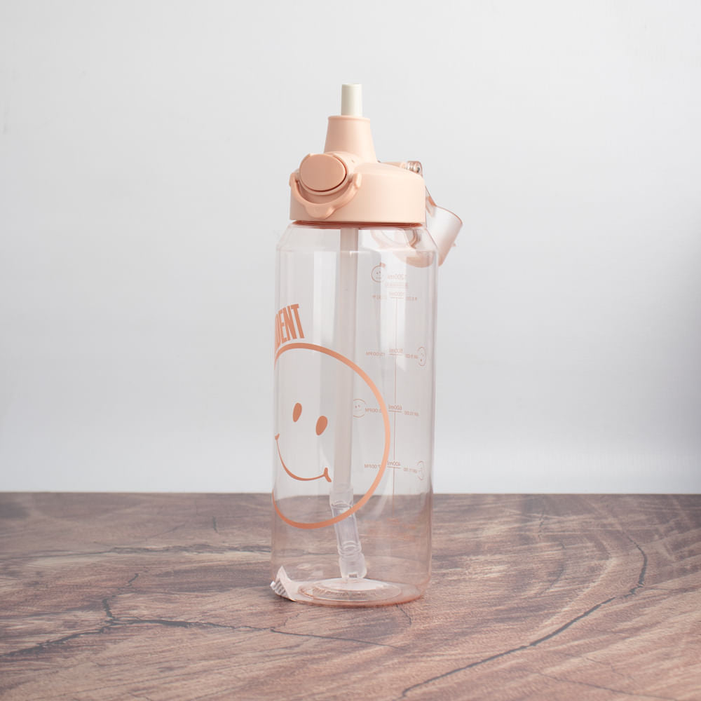 Botella Plástico Cara Sonriente Rosa 1.2 L