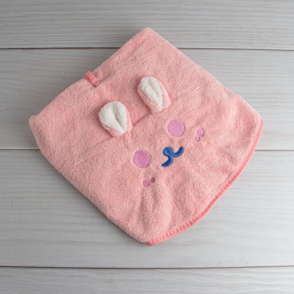 Toalla De Mano Conejo Sonriente Redonda Rosa