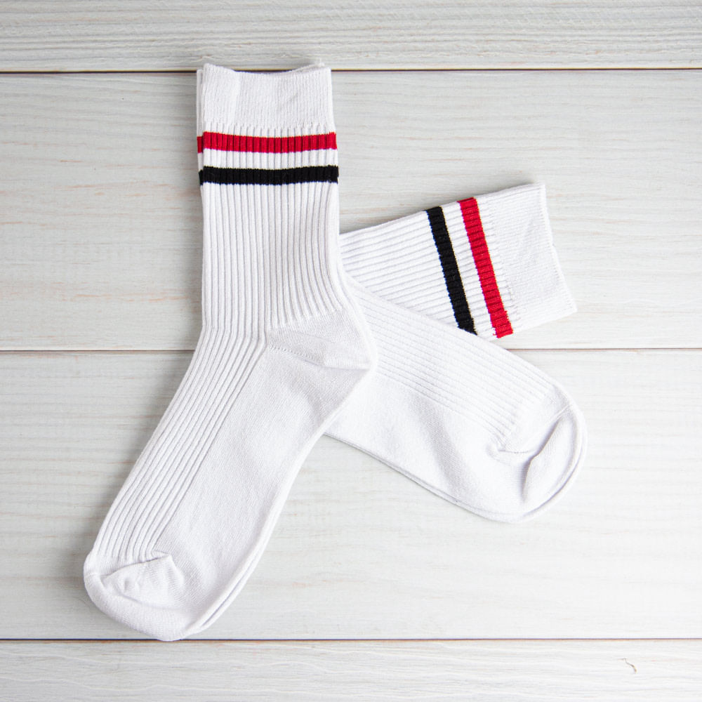 Calcetines Deportivos Rayas Mini Crew 2 Pares Blanco