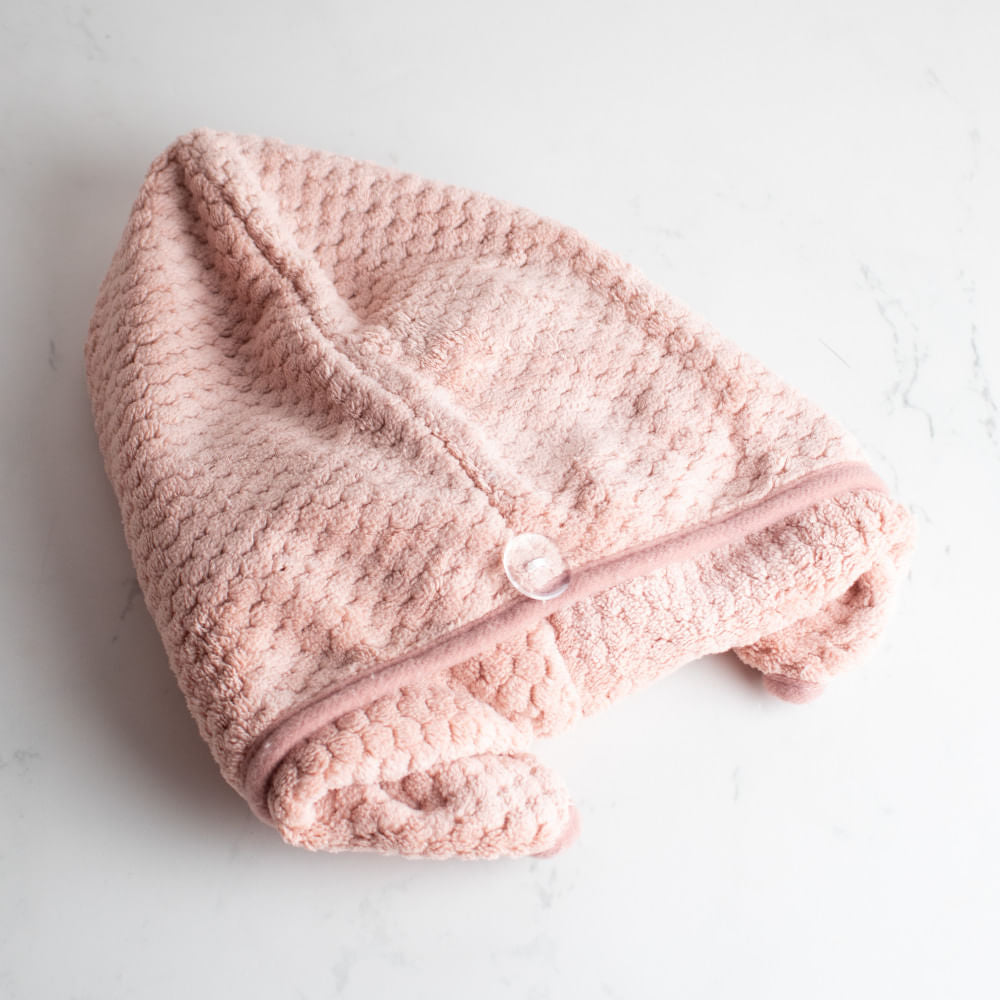 Toalla Para Cabello Textura Rosa